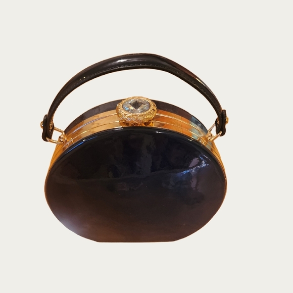 Elegant Midnight Blue and Gold Women's Evening Bag  EUC - Picture 1 of 17